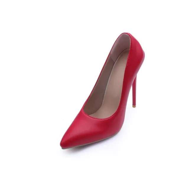 Autumn Stiletto Heel High Heels Pointed Toe Low cut Shoes Women Red - Shop at LoveMi