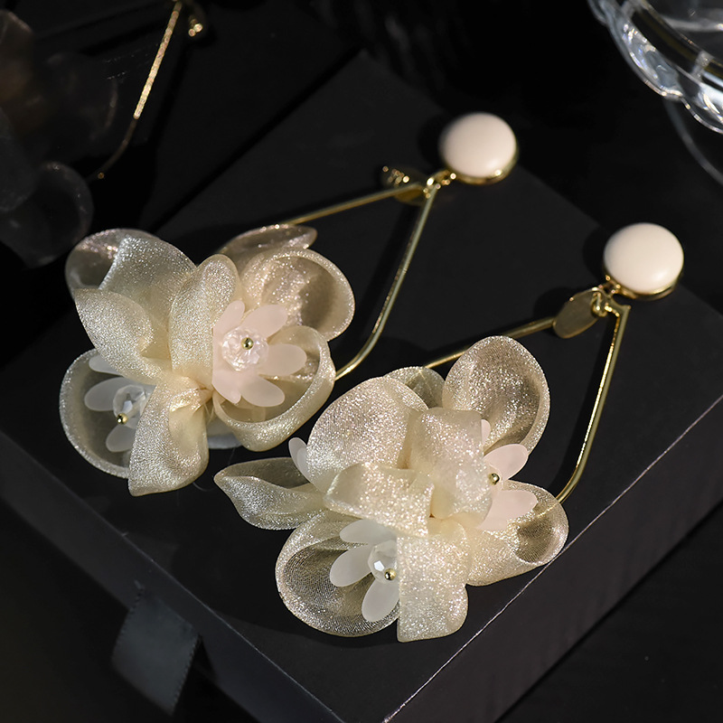 Fashion Flower Fabric Art Earrings Fairy