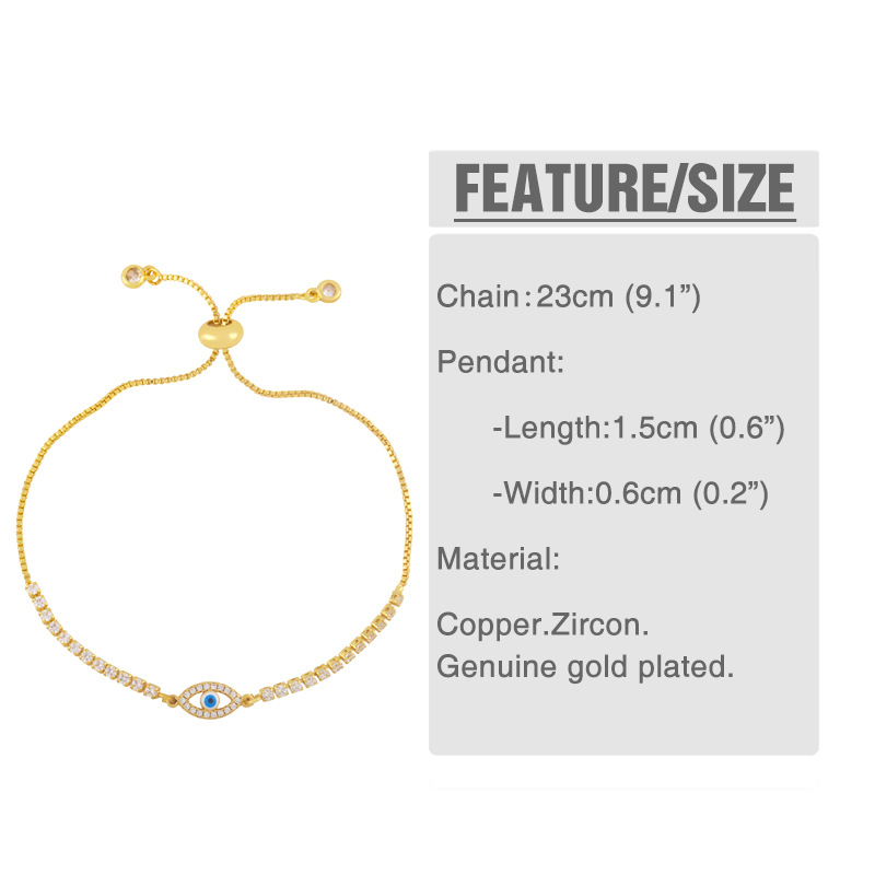 Title 1, 18K Real Gold Simple Zircon Bracelet Women