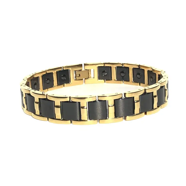 Men's Titanium Steel Magnet Bracelet Splendid Trendy Hexagonal Magnet Inlaid Four-in-one Element Energy Bracelet