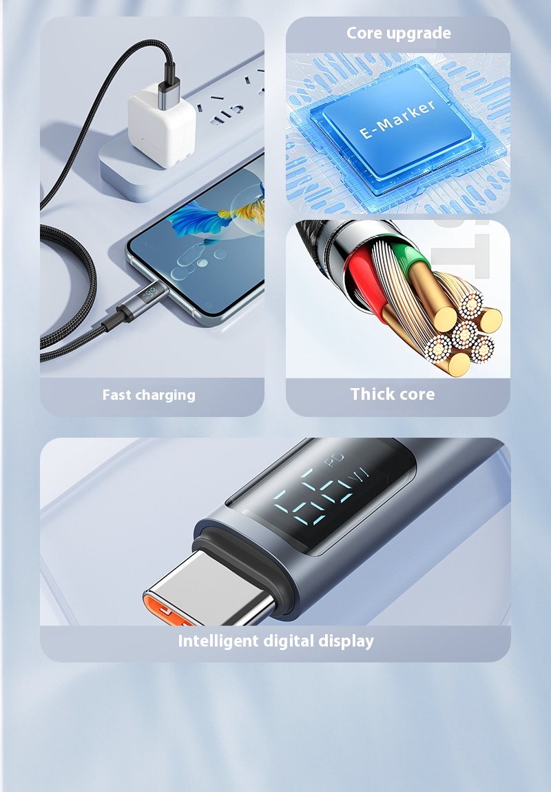 Phone Fast Charge For Pingguo 30W Android 66W Digital Display Data Line