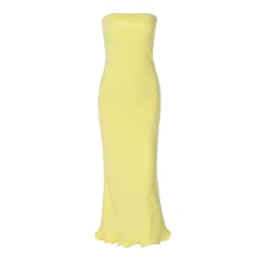 Solid Color New Sexy Tube Top Big Wave Dress Women - Yellow - View 1