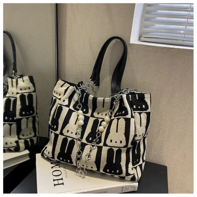 Large Capacity Western Style Shoulder Tote Bag Black - Shop at LoveMi