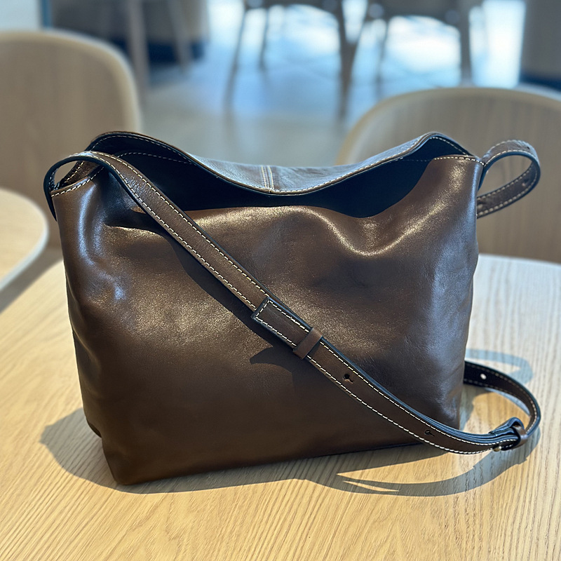 Genuine Leather Bucket Crossbody Bag, picture 7 of 8