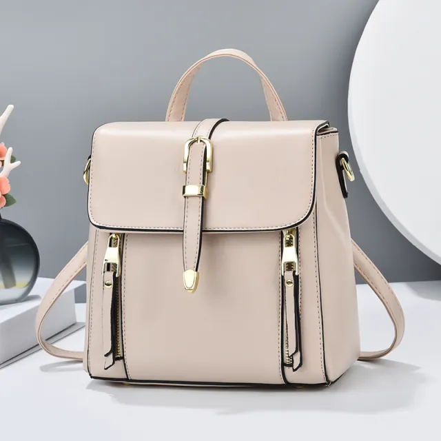 Women's Fashionable All match Leather Lightweight Western Style Backpack Apricot - Shop at LoveMi