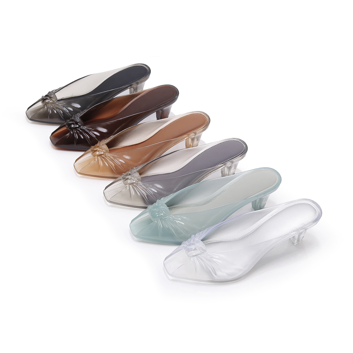 Fish-mouth Pleated Chunky-heel High-heeled Sandals