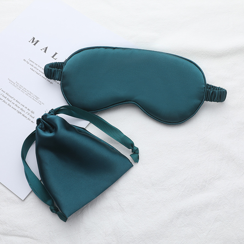 Two piece Set Storage Artificial Silk Eye Mask Dark Green - Shop at LoveMi