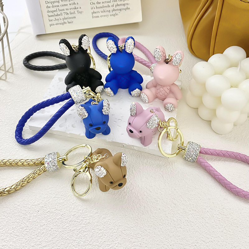 Cute Puppy Blue Key Exquisite Pendant With Keychain