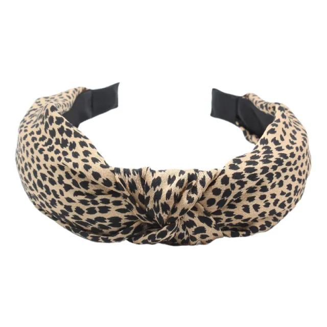 Cross border Headband Hair Accessories Fabric Craft Knotted Headdress Leopard Print Camel - Shop at LoveMi