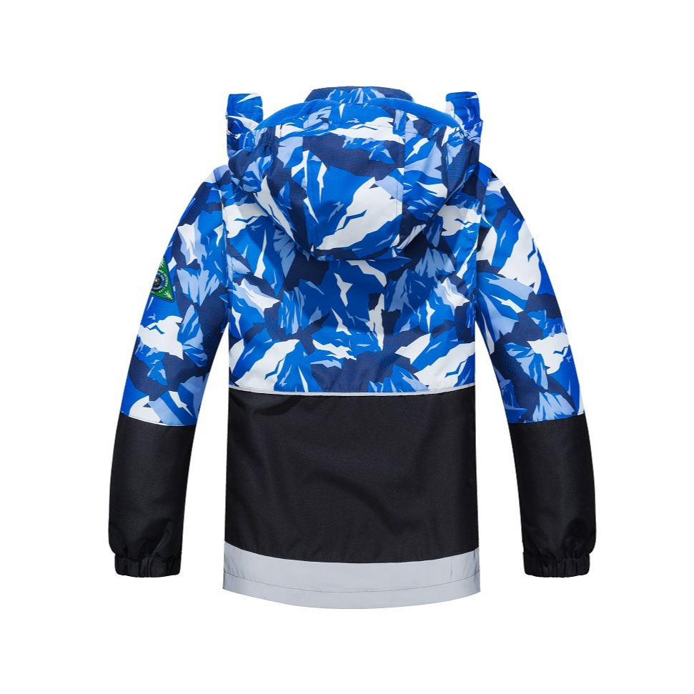 Boys Outdoor Camouflage Color-block Zip-up Jacket Kids Shell Jacket