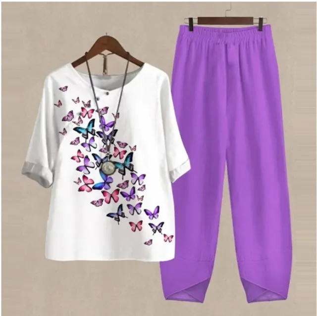 New Women's Five quarter Sleeve Printed Top Two piece Pants Element 10 Xl - Shop at LoveMi
