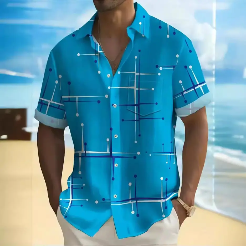 Fashion Printed Shirt Men's Clothing Print Lapel