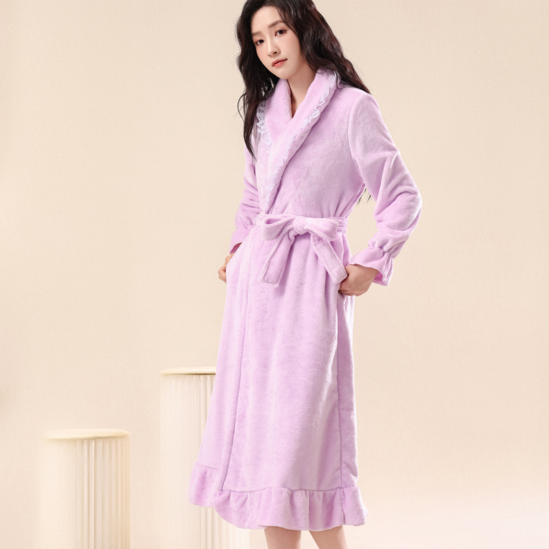 Style Flannel Thick Warm Bathrobe