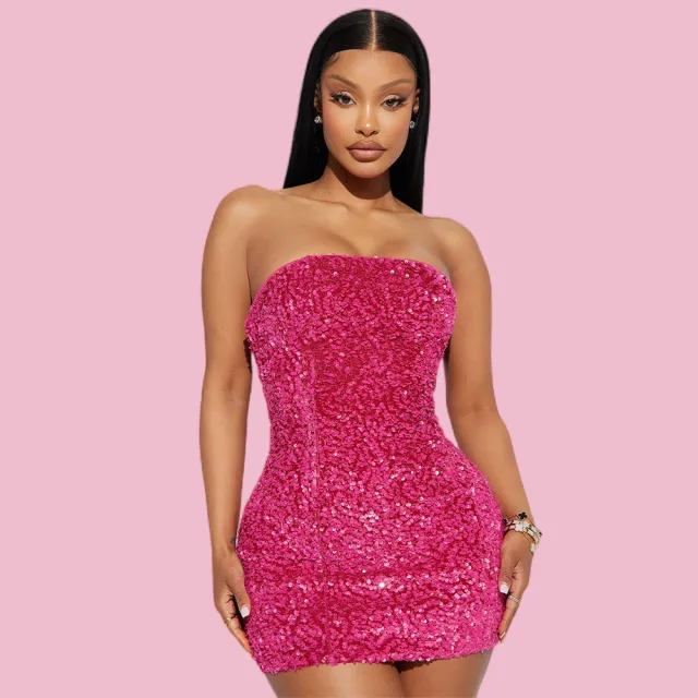 Women's Fashion Sexy Tube Top Hip Skirt Red - Shop at LoveMi