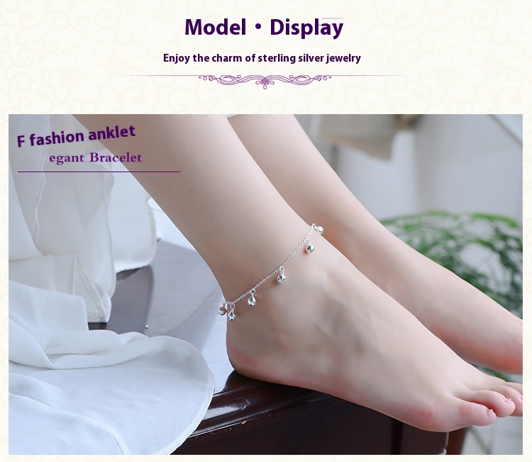 Handmade Silver Bracelet Korean Style Fashion Simple Cute Seven Little Bell Shape Anklet