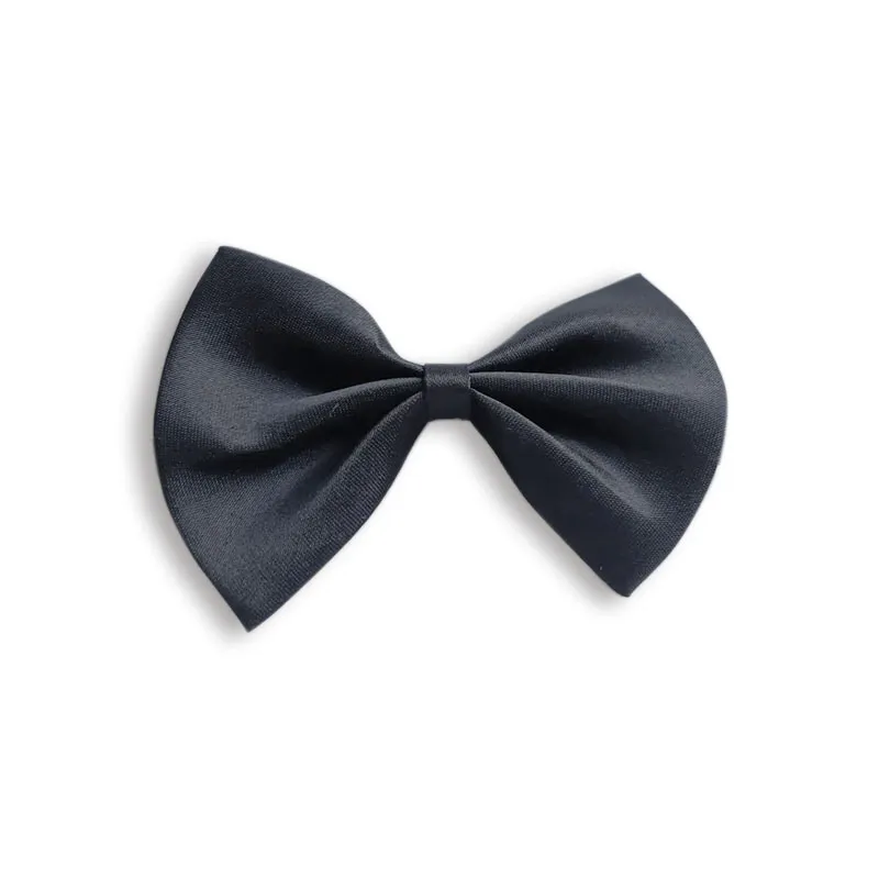 Simple Solid Color Bow Pet Collar - Black