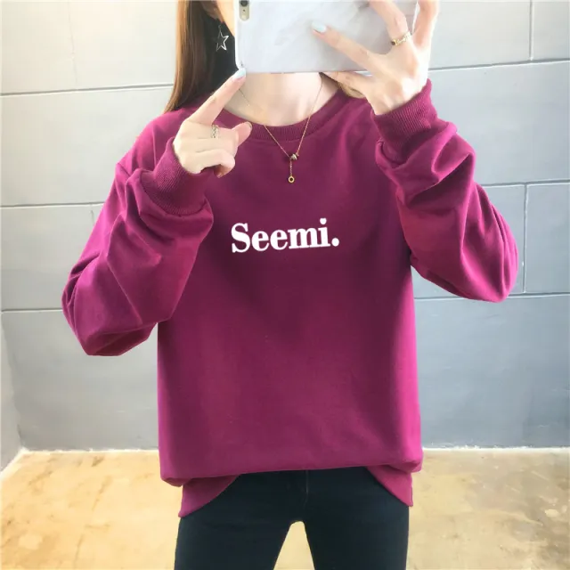 Thin Sweater Women's Round Neck Letter Jacket Plus Size Women's Clothing Wine - Shop at LoveMi