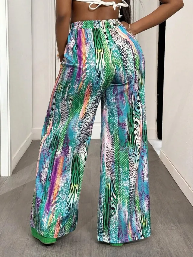 Colorful Pattern Trousers Loose Breathable Women's Trousers Colorful - Shop at LoveMi