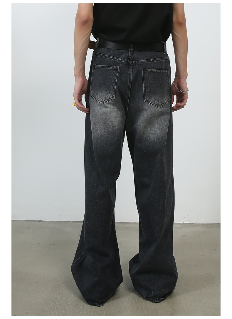 Personality Denim Men's Straight Washed I Loose Wide-leg Pants