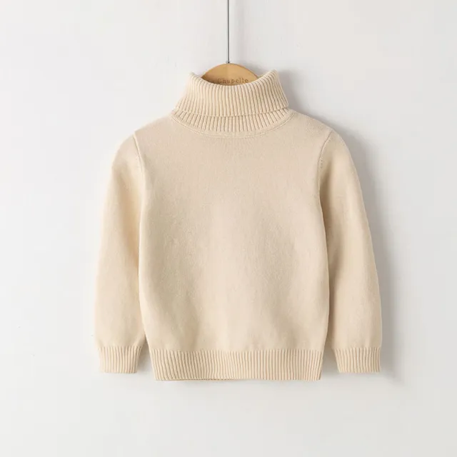 New Women's Pure Cotton Thread Pullover Turtleneck Knit Sweater Apricot - Shop at LoveMi