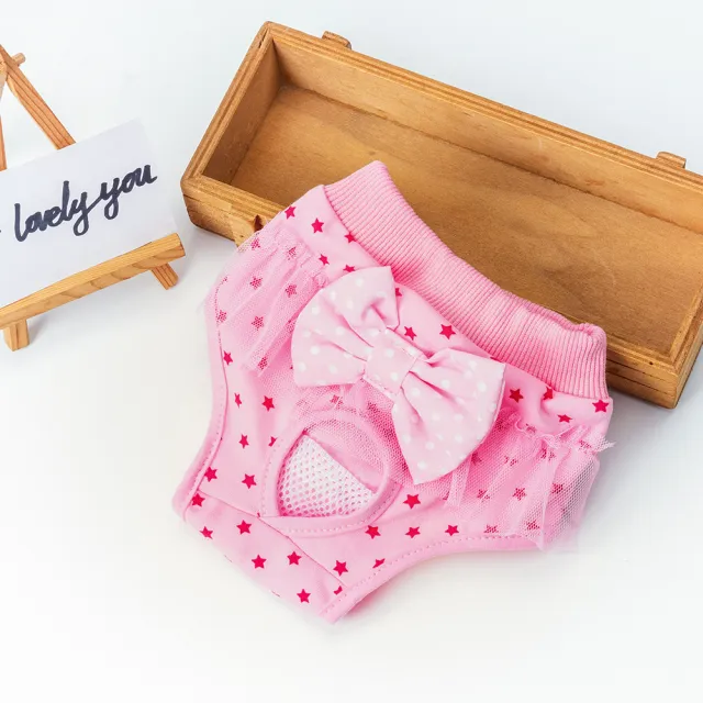 Female Canine Menstrual Panties Menstrual Safety Pants Princess Bowknot Pink Bow - Shop at LoveMi