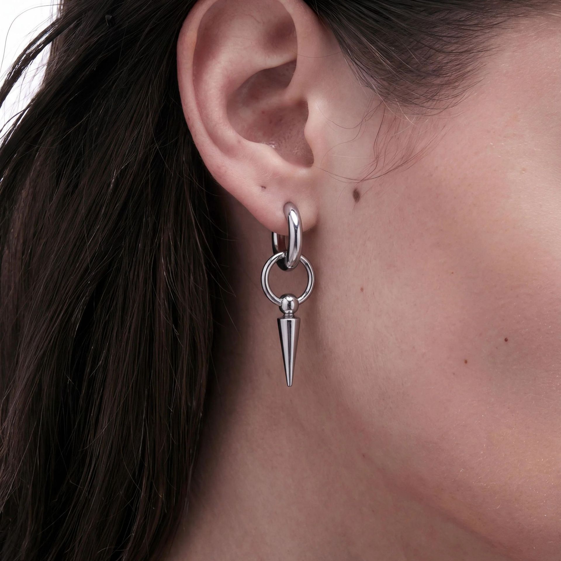 Pointed Cone Pendant Titanium Steel Earrings