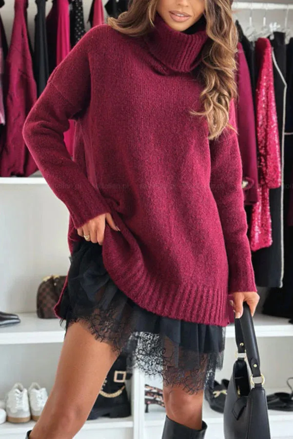 Women's Two piece Set With Knitted Top And Lace trimmed Dress Rose - Shop at LoveMi