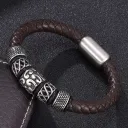Brown Leather Steel Color