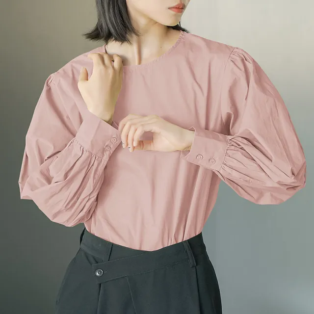 Women's Autumn Crew Neck Shirt Pink - Shop at LoveMi