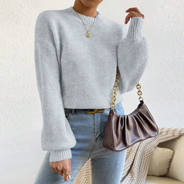 Pullover Three needle Craft Autumn Sweater Gray - Shop at LoveMi