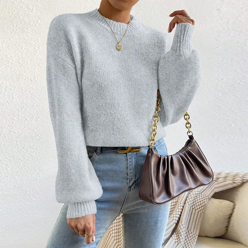 Pullover Three-needle Craft Autumn Sweater - Gray
