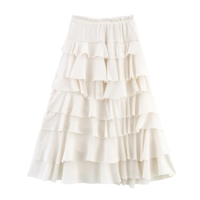 Summer European And American Style Laminated Decoration Midi Skirt Skirt - Shop at LoveMi