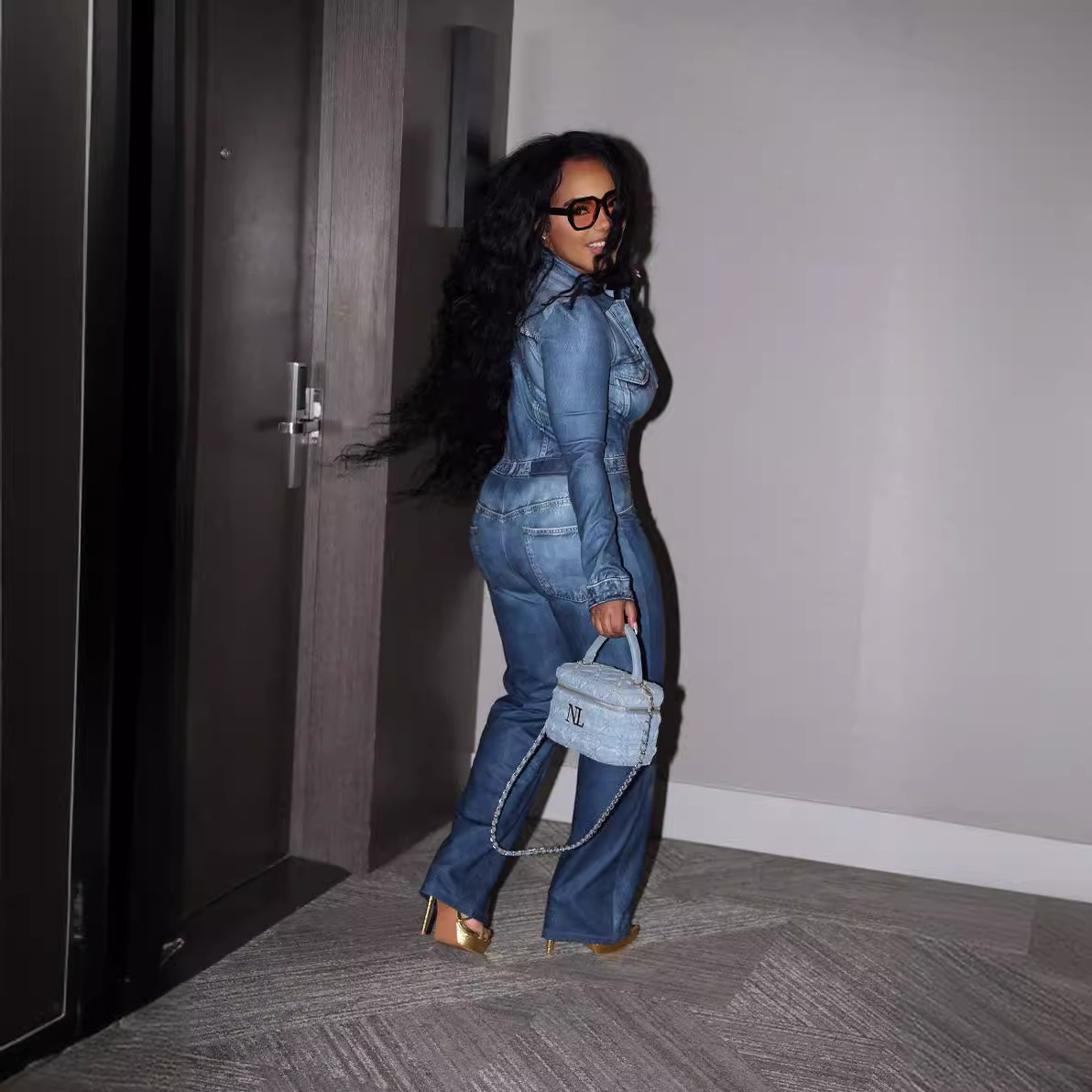 Denim-print Jumpsuit - Image 3