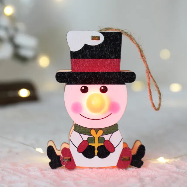 Christmas Decoration Luminous Ornaments Wooden Red Nose Snowman - Shop at LoveMi