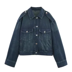 Short Slimming Denim Jacket Casual Jeans - Blue - View 1