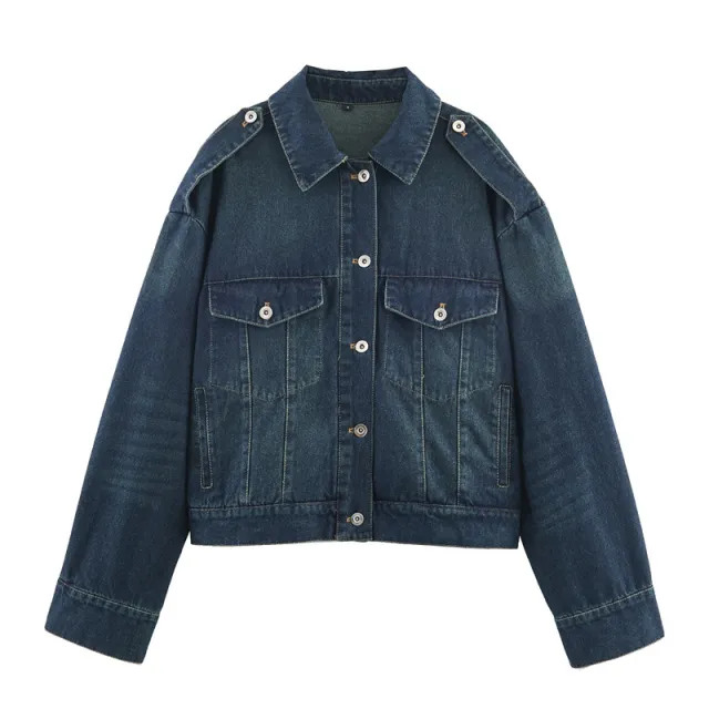Short Slimming Denim Jacket Casual Jeans Blue - Shop at LoveMi