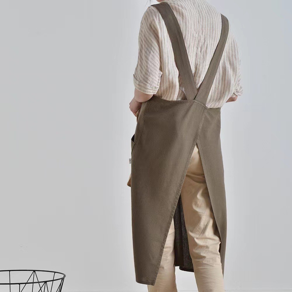 Baking Floral Overclothes Bib Cotton And Linen Apron