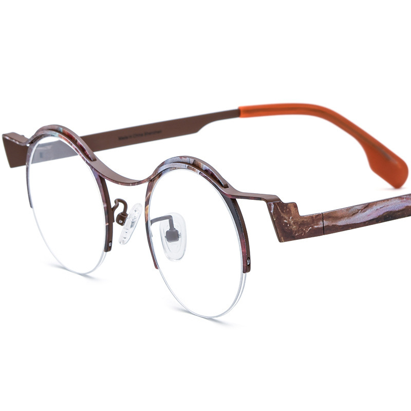 Women's Versatile Colored Ultra-light Pure Titanium Myopia Round Glasses - Image 4