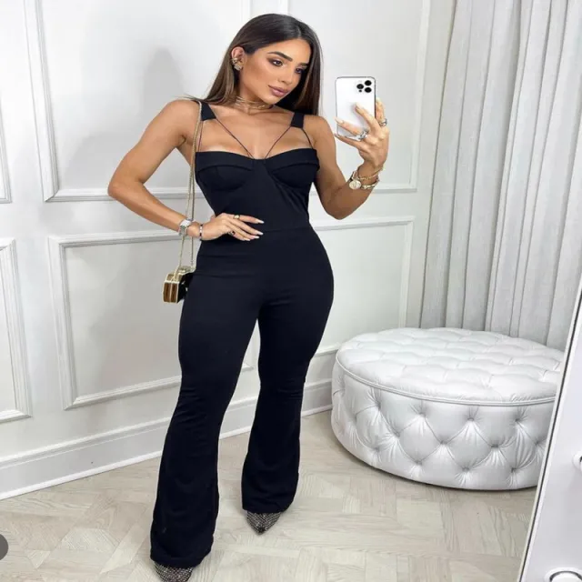 Bandage Jumpsuit Backless High Street Jumpsuit Black - Shop at LoveMi