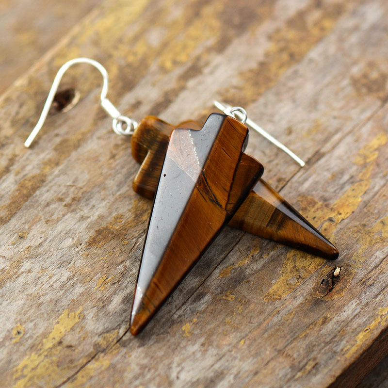 Women's Retro Natural Stone Arrow Earrings