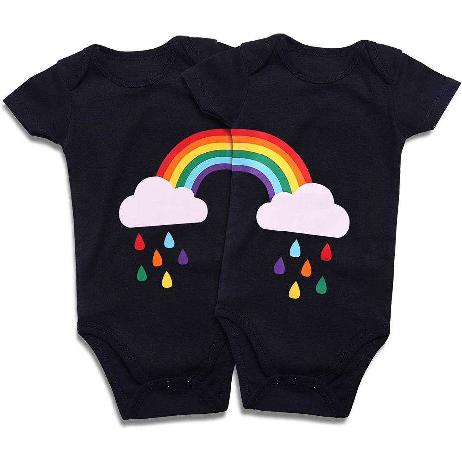 Cotton Baby Onesies 2-Pack - Short Sleeve Bodysuit for Newborn Twins - Soft Infant Clothing 5