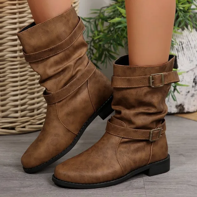 Fashion Plus Size Mid Short Boots Women Brown - Shop at LoveMi