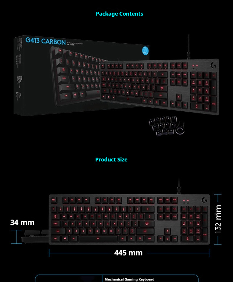 G413 Gaming Electronic Sports Mechanical Keyboard Desktop Backlight 104 Key Metal Panel - Image 4