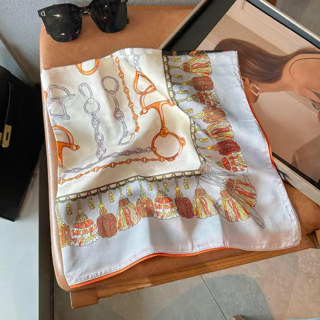 Women's Scarf Fashion Flower Artificial Silk Chain Tassel Orange - Shop at LoveMi