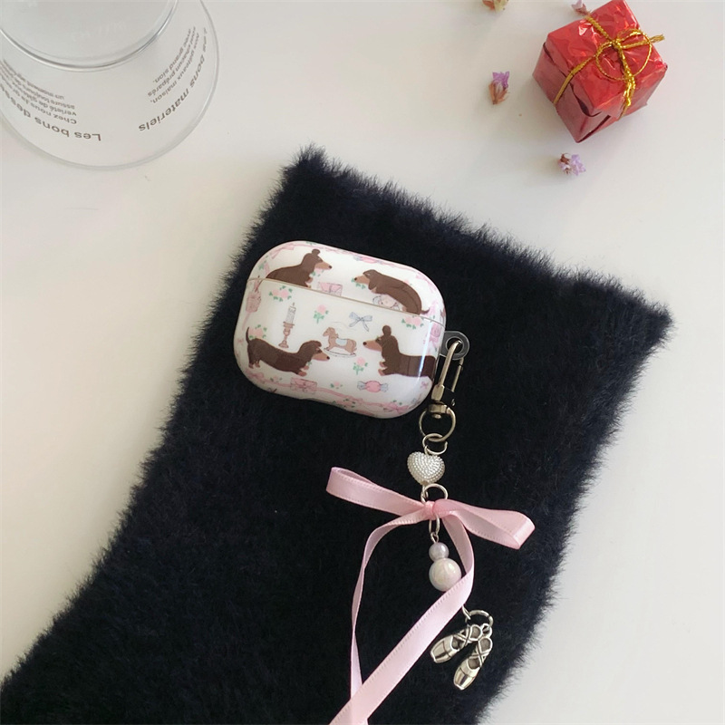 Ins Floral Sausage Dog Wireless Bluetooth Headset Protective Cover
