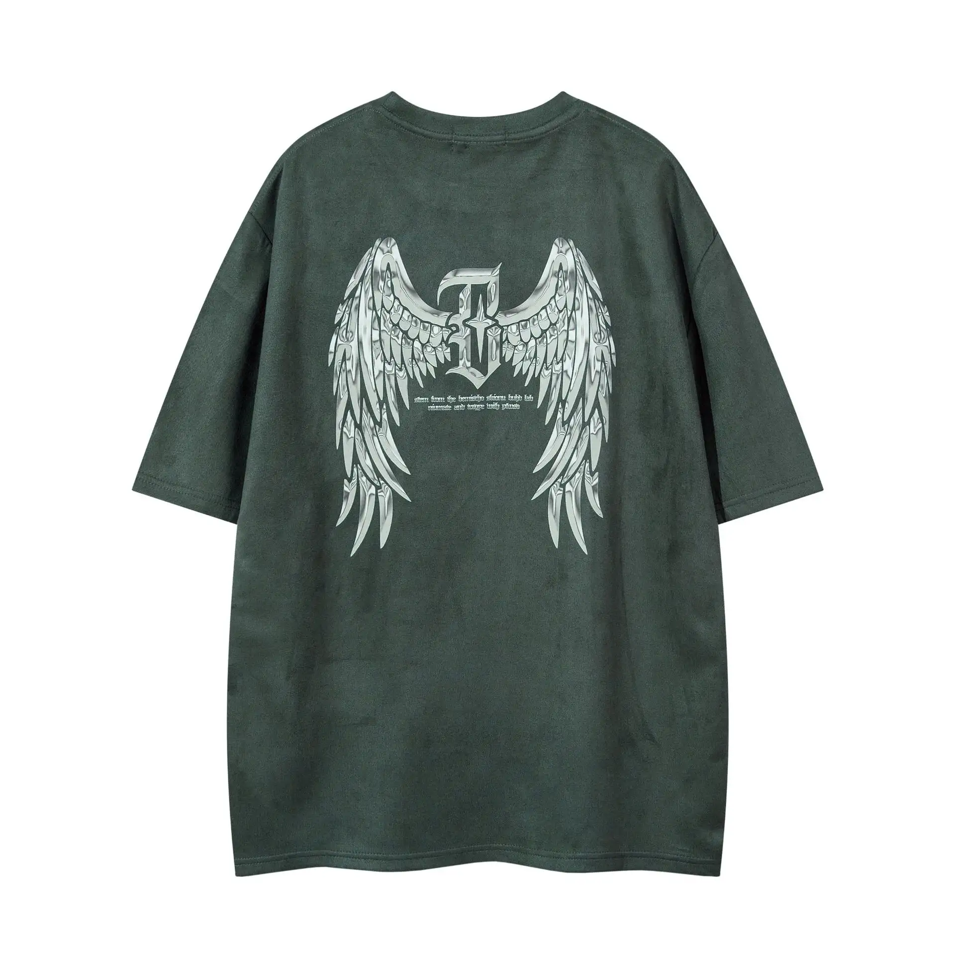 Summer Suede Men's Angel Wings Printing Short Sleeved T-shirt