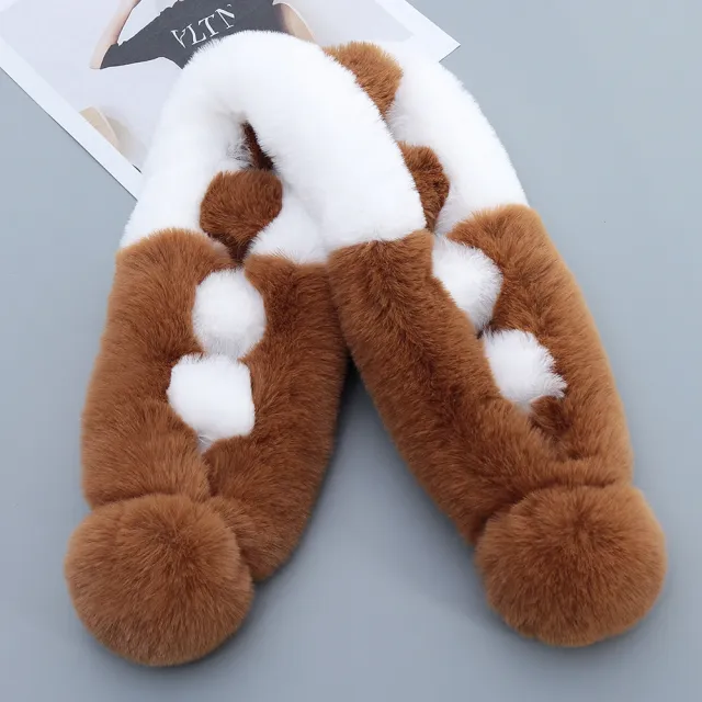 Classic Look Color Matching Plush Scarf Cross Khaki - Shop at LoveMi