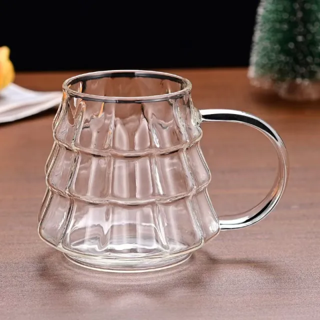 Christmas Glass Coffee Ice Transparent Mug With Handle Transparent - Shop at LoveMi
