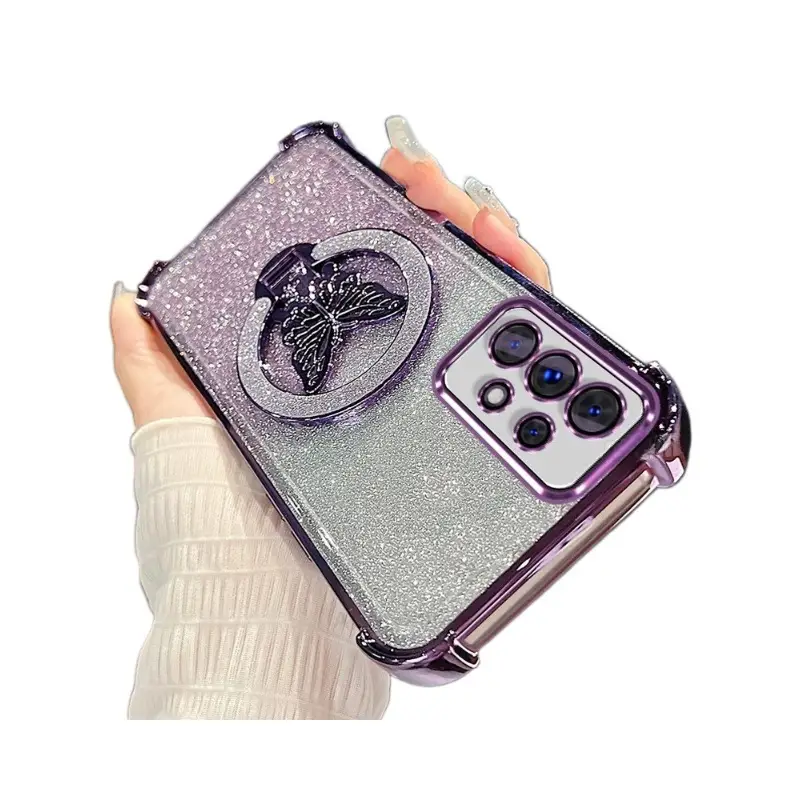 Magnetic Adsorption Electroplated Bowknot Stand S25 Ultra Phone Case