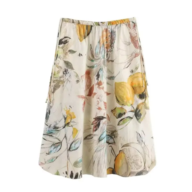 European And American Cotton Printing One piece Pleated Suit Skirt - Shop at LoveMi